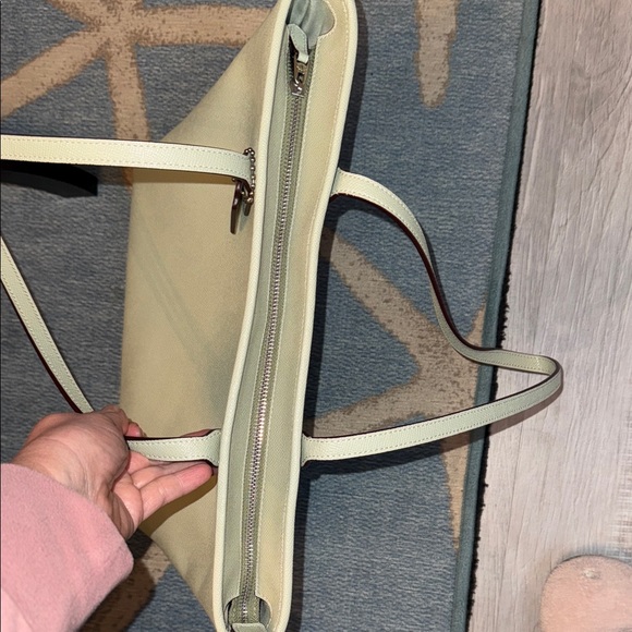 Coach City Tote Bag Sage green crossgrain leather interior pockets - Picture 7 of 15